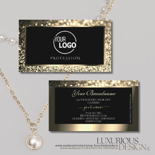 Luxuriöses Black Gold Sparkle Glitzer Logo Elegant Visitenkarte