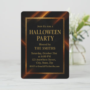 Luxuriöses Black & Gold Spooky Elegantes Halloween Einladung