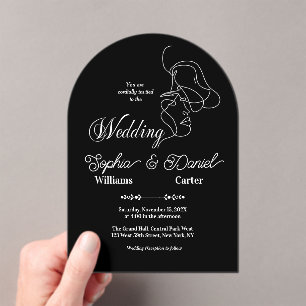 Luxuriöses Black & White Wedding Chic Artistic Cou Acryleinladungen