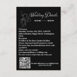 Luxuriöses Black & White Wedding Chic Artistic Cou Begleitkarte