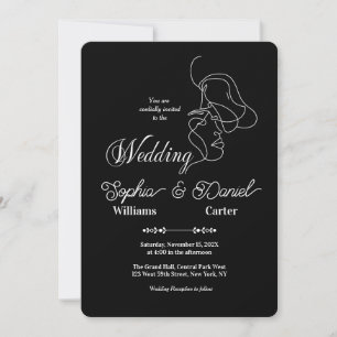 Luxuriöses Black & White Wedding Chic Artistic Cou Einladung
