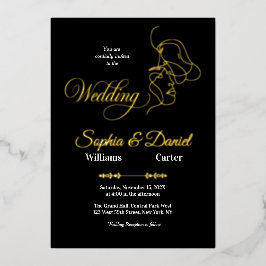 Luxuriöses Black & White Wedding Chic Artistic Cou Folieneinladung