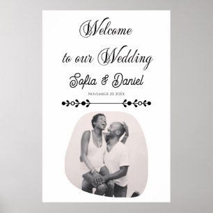 Luxuriöses Black & White Wedding Chic Artistic Cou Poster