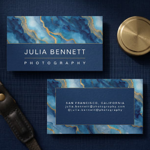 Luxuriöses blaues Marmordesign mit elegantem Gold Visitenkarte