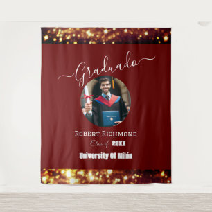 Luxuriöses Burgandy Foto Elegante gestufte Signatu Wandteppich