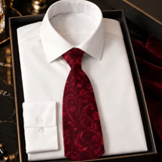 Luxuriöses Burgunder Damast-Muster nahtlos – Elega Krawatte