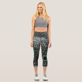 Luxuriöses Circular Mosaic Wall Macro Capri Leggings