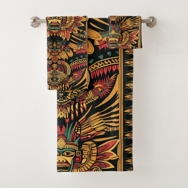 Luxuriöses Cyan "Aztec Dream" Badetuch Set (Insitu)