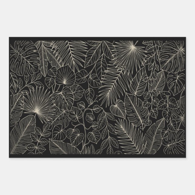 Luxuriöses Design mit einem tropischen Blattmuster Geschenkpapier Set (Vorderseite)