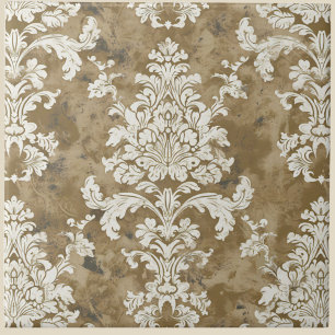 Luxuriöses Elegant Ivory Damask Fliese