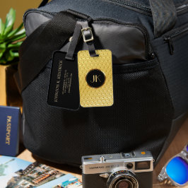 luxuriöses elegantes Silbergoldmuster mit Monogram Gepäckanhänger