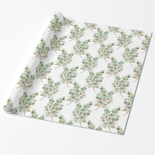 LUXURIÖSES EUCALYPTUS DESIGN WRAPPING PAPIER GESCHENKPAPIER (Ungerollt)