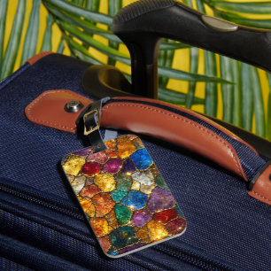 Luxuriöses farbenfrohes Kristallmosaik nahtloses M Gepäckanhänger