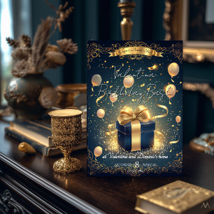 Luxuriöses Geburtstagsgeschenk Elegantes Gold & Einladung