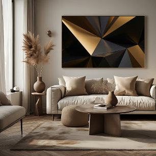 Luxuriöses Gold-Schwarz Abstrakt Geometrisch Poster