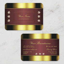 Luxuriöses Gold und Burgund mit Imitaten Rhineston Visitenkarte