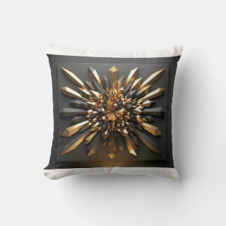 Luxuriöses Gold und dunkles Kristall 3D geometrisc Kissen