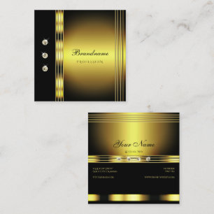 Luxuriöses Gold und Schwarz mit funkelnden Diamant Quadratische Visitenkarte