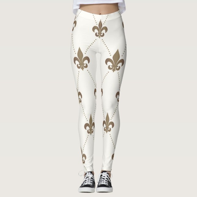 Luxuriöses Gold und weiße Lilien-Leggings Leggings (Vorderseite)