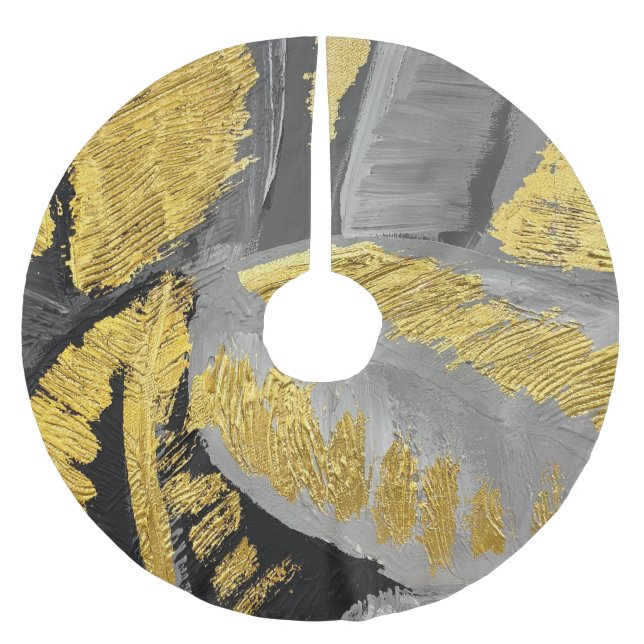 Luxuriöses Gold: Vintage Grunge Textur. Polyester Weihnachtsbaumdecke (Vorderseite)