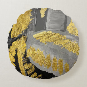 Luxuriöses Gold: Vintage Grunge Textur. Rundes Kissen