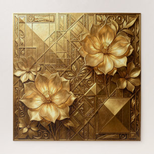 Luxuriöses goldenes Art Deco Blumenmuster Puzzle