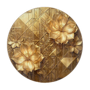 Luxuriöses goldenes Art Deco Blumenmuster Schneidebrett