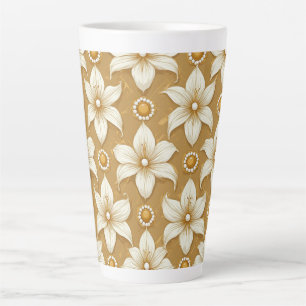 Luxuriöses goldenes Blumenmuster mit weißem Liliem Milchtasse