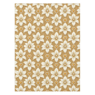 Luxuriöses goldenes Blumenmuster mit weißen Lilien Tischdecke