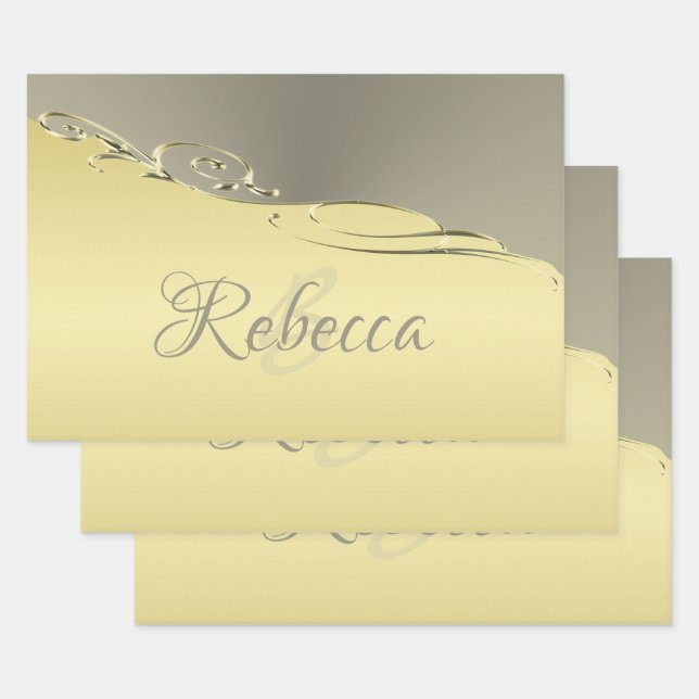 Luxuriöses goldenes Metall, das auf Gold und Silbe Geschenkpapier Set (Set)