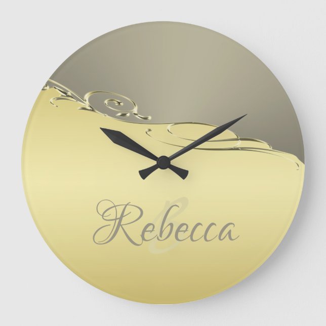 Luxuriöses goldenes Metall, das auf Gold und Silbe Große Wanduhr (Vorderseite)