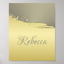 Luxuriöses goldenes Metall, das auf Gold und Silbe Poster