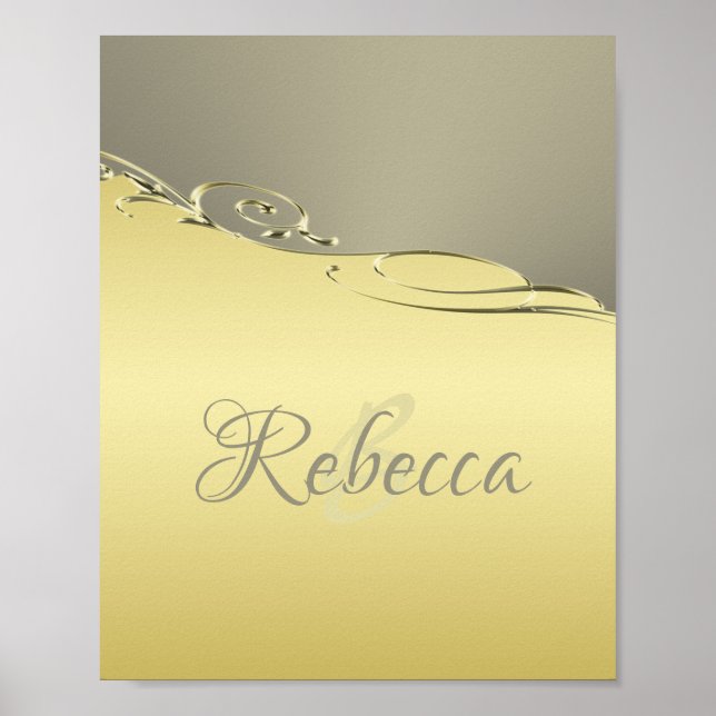 Luxuriöses goldenes Metall, das auf Gold und Silbe Poster (Vorne)