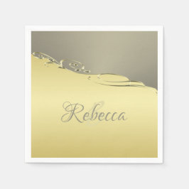 Luxuriöses goldenes Metall, das auf Gold und Silbe Serviette