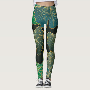 Luxuriöses Goldginkgo, Vintage Kunst. Leggings