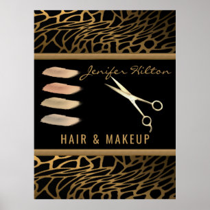 Luxuriöses Goldleopardenhaar & Schminksalon Poster