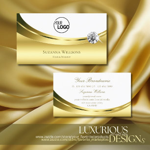 Luxuriöses Goldweiß mit Logo und Sparkle Diamond Visitenkarte