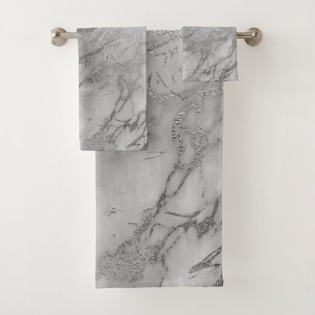 LUXURIÖSES GRAY-Silber-HAMPTON-TOWEL-SET Badhandtuch Set (Insitu)