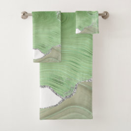 LUXURIÖSES GRÜNWEISS MARMOR BADEZIMMER TOWEL SET