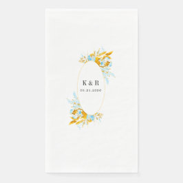 luxuriöses helltürkisfarbenes Monogramm Hochzeitsp Serviette