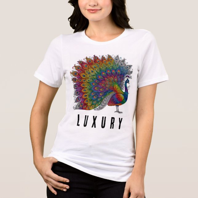 Luxuriöses High Fashion Rainbow Peacock Shirt (Vorderseite)