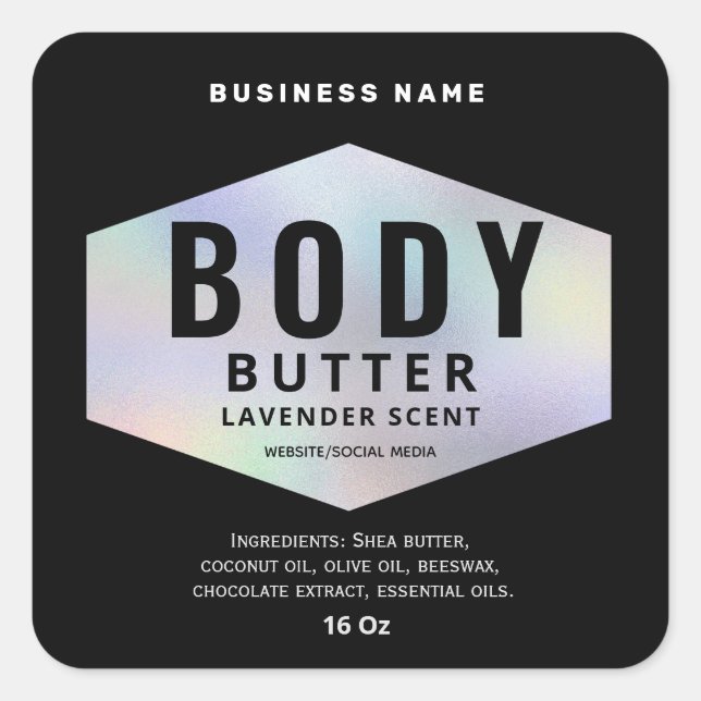 Luxuriöses holografisches minimalistisches Karosse Quadratischer Aufkleber (Vorderseite)