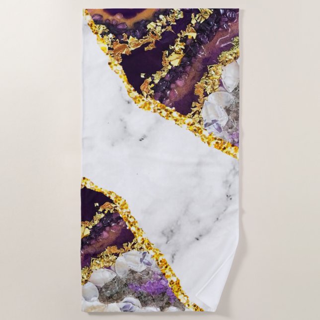 Luxuriöses Interieur Marmor Stone Glitzer Strandtuch (Vorderseite)