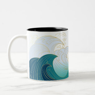 Luxuriöses japanisches Wellenmuster Zweifarbige Tasse