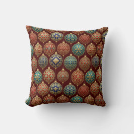 Luxuriöses klassisches rot-blau-goldenes Ornament- Kissen