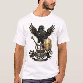 Luxuriöses königliches schwarzes Falken-Gold-Emble T-Shirt