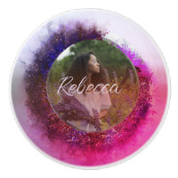 Luxuriöses Lila und rosa Ombre Circle Frame Foto