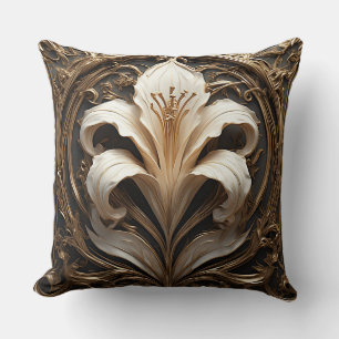 Luxuriöses Lilien-Design Goldene Dekorative Kunst Kissen