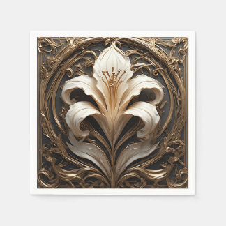 Luxuriöses Lily Design Goldene Zierkunst Serviette