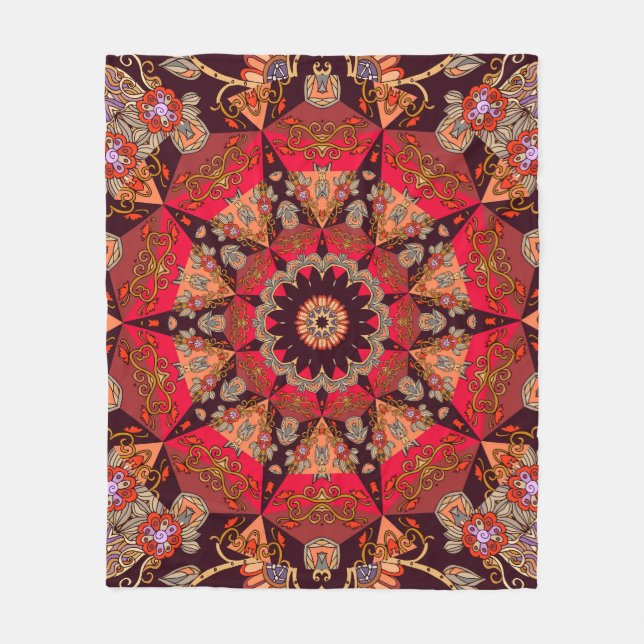 Luxuriöses Mandala nahtlos, starrer Blumenstrauß. Fleecedecke (Vorderseite)